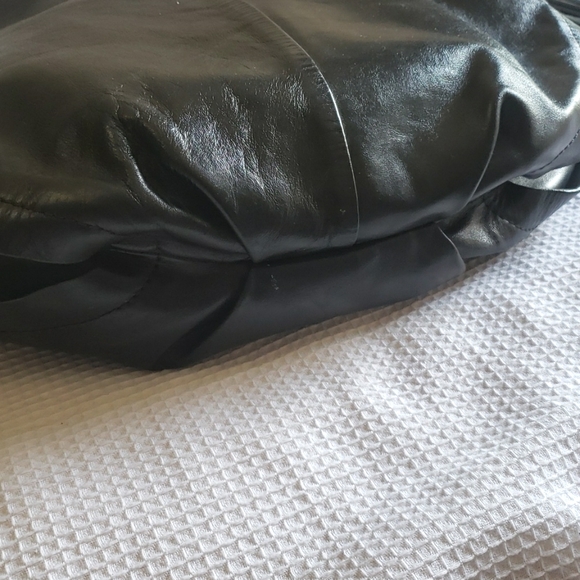 Dissona Italy Design Large Black Leather HOBO Tassel Shoulder Bag Handbag Purse - Picture 4 of 10